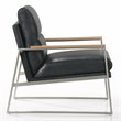 Omax Decor Colin Stainless Steel & Genuine Leather Accent Chair in Black