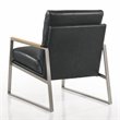 Omax Decor Colin Stainless Steel & Genuine Leather Accent Chair in Black