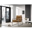 Omax Decor Colin Stainless Steel & Genuine Leather Accent Chair in Caramel