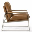 Omax Decor Colin Stainless Steel & Genuine Leather Accent Chair in Caramel