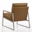 Omax Decor Colin Stainless Steel & Genuine Leather Accent Chair in Caramel