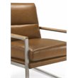 Omax Decor Colin Stainless Steel & Genuine Leather Accent Chair in Caramel