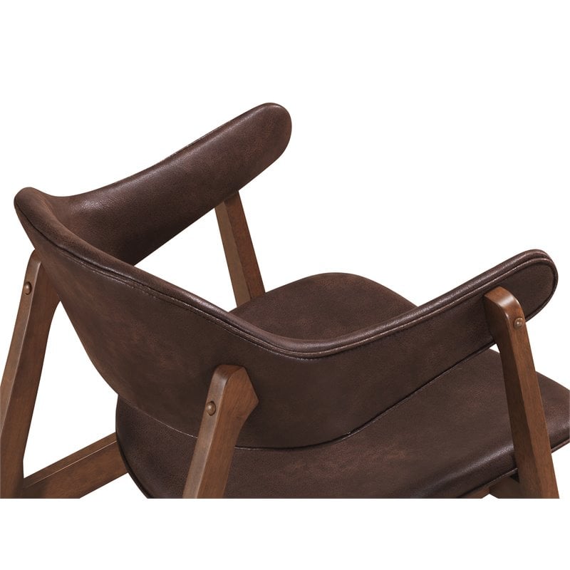 Omax Decor Remy Solid Wood & Fabric Lounge Accent Chair with Solid Legs in Brown