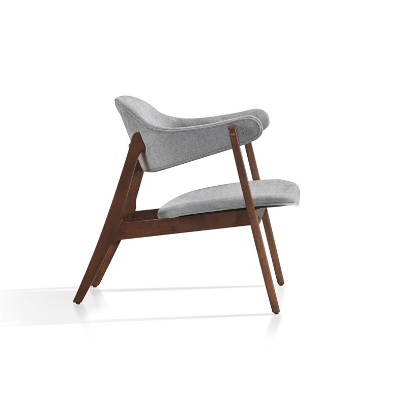 Omax Decor Remy Solid Wood & Fabric Lounge Accent Chair with Solid Legs in Gray