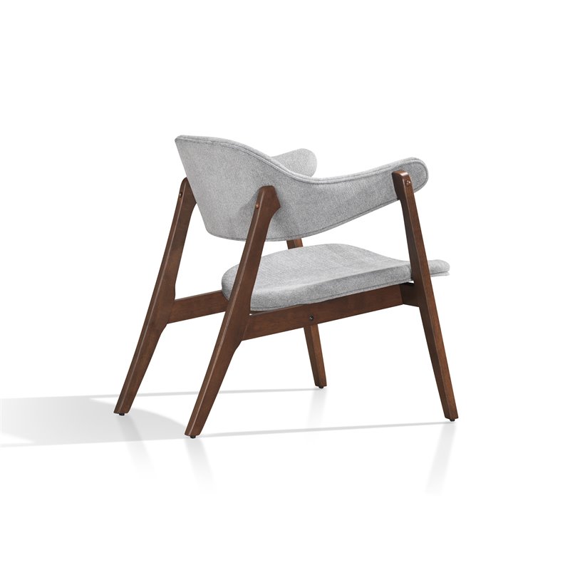 Omax Decor Remy Solid Wood & Fabric Lounge Accent Chair with Solid Legs in Gray