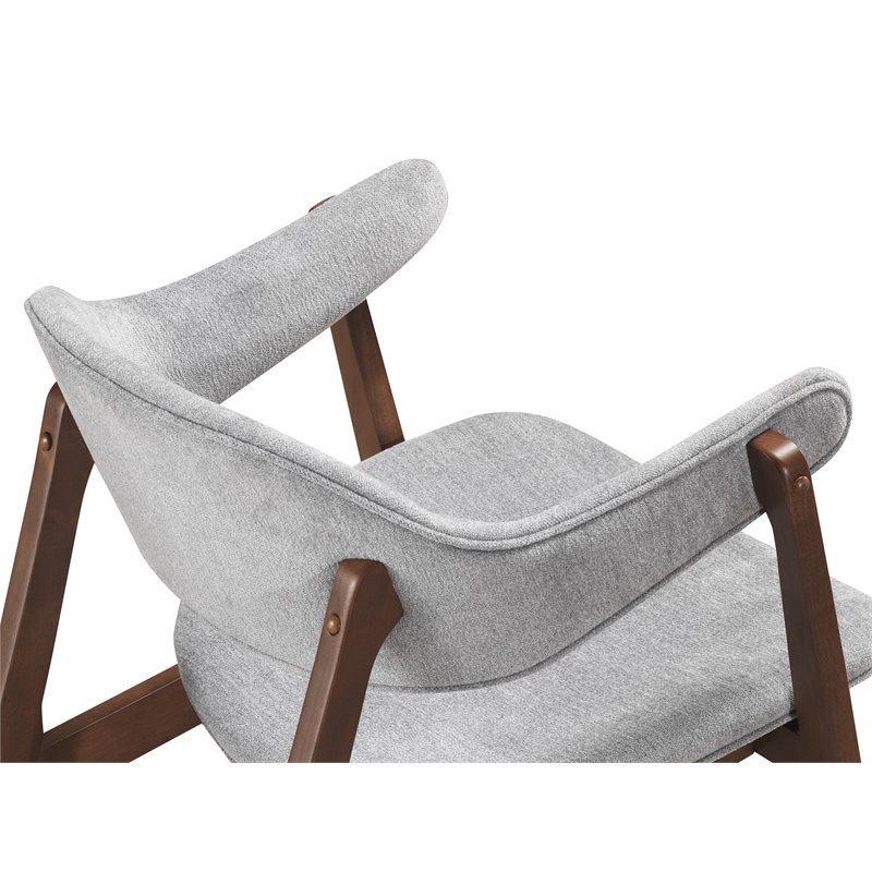 Omax Decor Remy Solid Wood & Fabric Lounge Accent Chair with Solid Legs in Gray