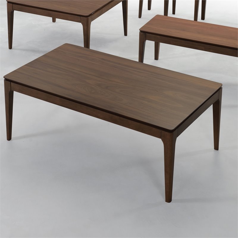 Omax Decor Agnes Wood Coffee Table with Solid Rubberwood Legs in Walnut