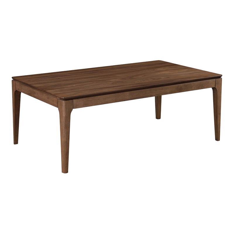 Omax Decor Agnes Wood Coffee Table with Solid Rubberwood Legs in Walnut