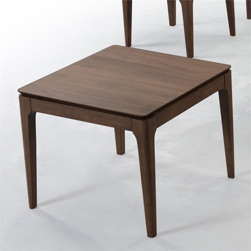Omax Decor Agnes Wood End Table with Solid Rubberwood Legs in Walnut