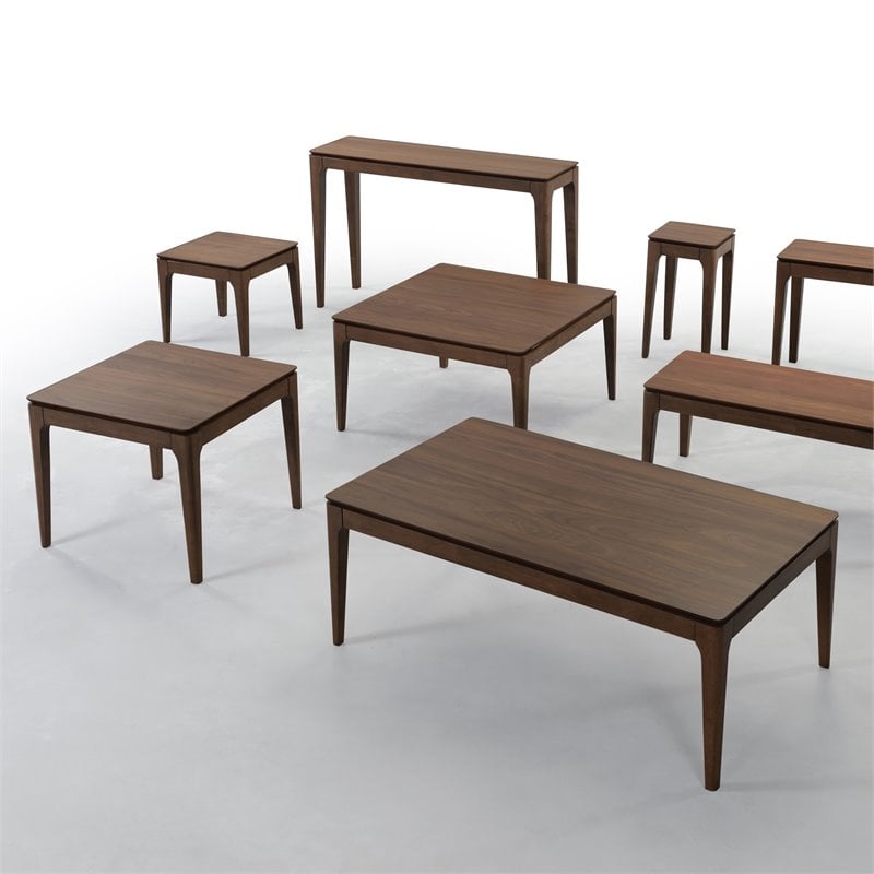 Omax Decor Agnes Wood End Table with Solid Rubberwood Legs in Walnut