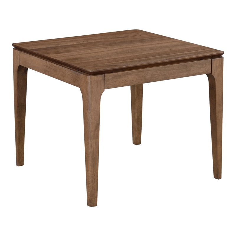 Omax Decor Agnes Wood End Table with Solid Rubberwood Legs in Walnut