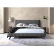 Omax Decor Sven Wood and Fabric Upholstered King Platform Bed in Dark Gray