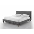 Omax Decor Sven Wood and Fabric Upholstered King Platform Bed in Dark Gray