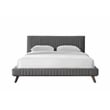 Omax Decor Sven Wood and Fabric Upholstered King Platform Bed in Dark Gray
