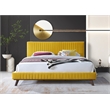 Omax Decor Sven Wood and Fabric Upholstered King Platform Bed in Mustard Yellow