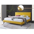 Omax Decor Sven Wood and Fabric Upholstered King Platform Bed in Mustard Yellow