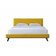Omax Decor Sven Wood and Fabric Upholstered King Platform Bed in Mustard Yellow