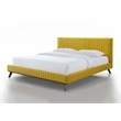 Omax Decor Sven Wood and Fabric Upholstered King Platform Bed in Mustard Yellow