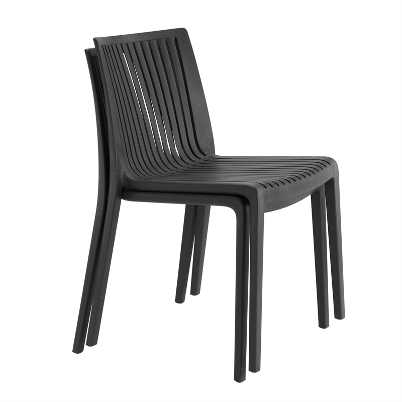 Omax Decor Nox Resin Patio Dining Chair in Anthracite Black - (Set of 2)