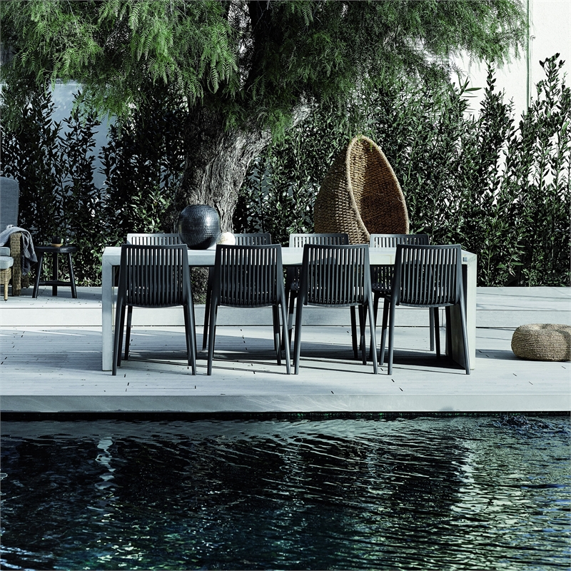 Omax Decor Nox Resin Patio Dining Chair in Anthracite Black - (Set of 2)
