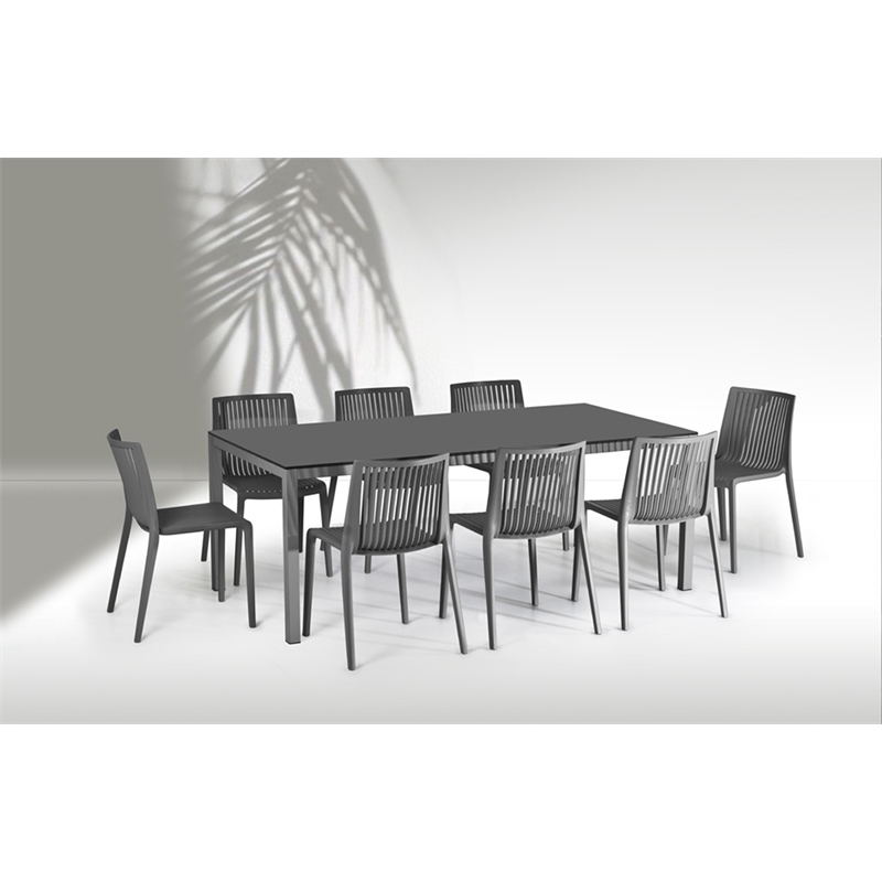 Omax Decor Nox Resin Patio Dining Chair in Anthracite Black - (Set of 2)
