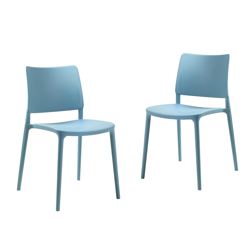 Omax Decor Cleo Resin Patio Dining Chair in Aqua Blue - (Set of 2)