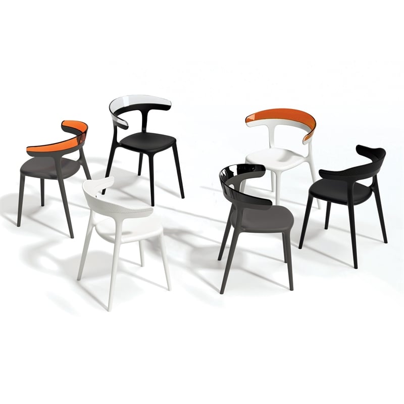 Omax Decor Mia Resin Patio Dining Chair in Black and Clear - (Set of 2)