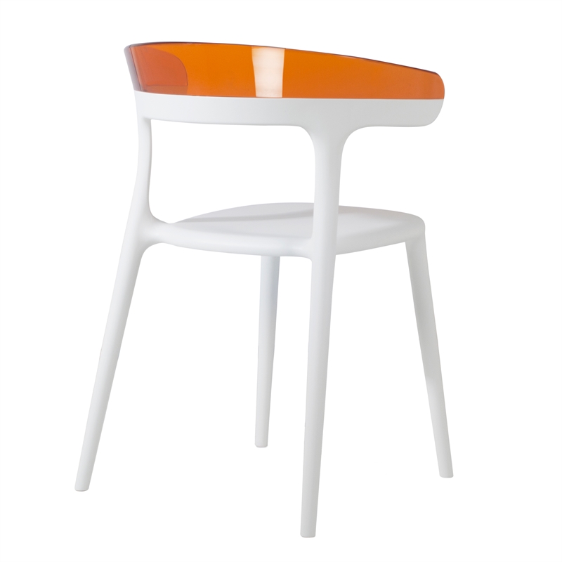 Omax Decor Mia Resin Patio Dining Chair in White and Orange - (Set of 2)