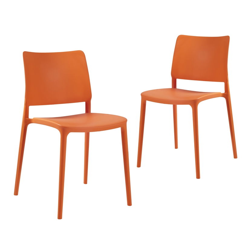 Omax Decor Cleo Resin Patio Dining Chair in Orange - (Set of 2)