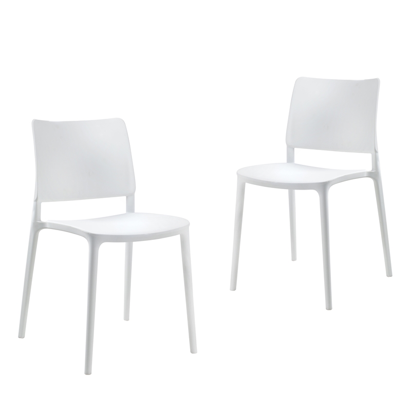 Omax Decor Cleo Resin Patio Dining Chair in White - (Set of 2)