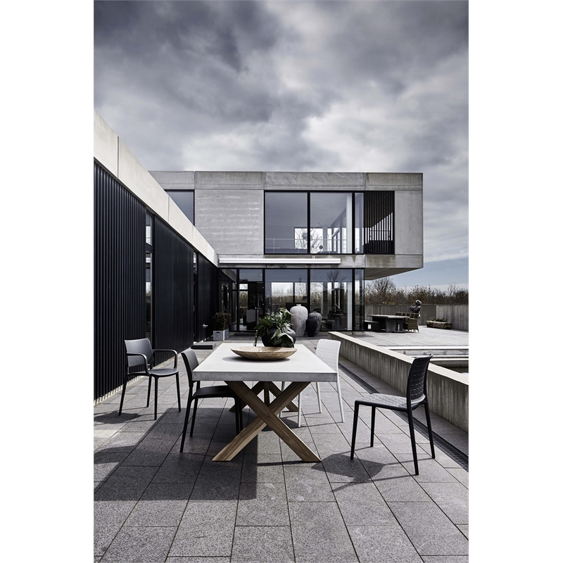 Omax Decor Cleo Arm Resin Patio Dining Chair in Anthracite Black - (Set of 2)