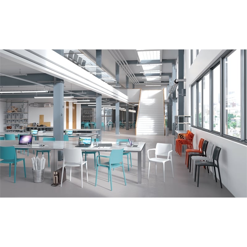 Omax Decor Cleo Arm Resin Patio Dining Chair in Orange - (Set of 2)