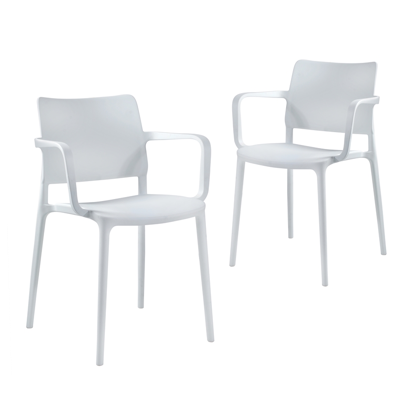 Omax Decor Cleo Arm Resin Patio Dining Chair in White - (Set of 2)