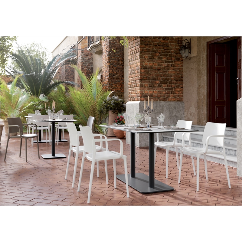 Omax Decor Cleo Arm Resin Patio Dining Chair in Taupe - (Set of 2)
