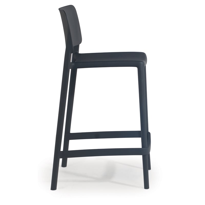 Cleo Plastic Stackable Counter Height Bar Stool in Anthracite Black - (Set of 2)