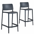 Cleo Plastic Stackable Counter Height Bar Stool in Anthracite Black - (Set of 2)