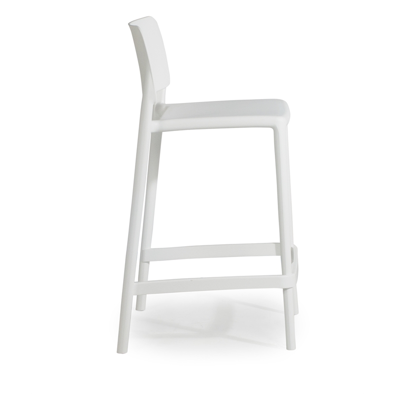 Omax Decor Cleo Plastic Stackable Counter Height Bar Stool in White - (Set of 2)