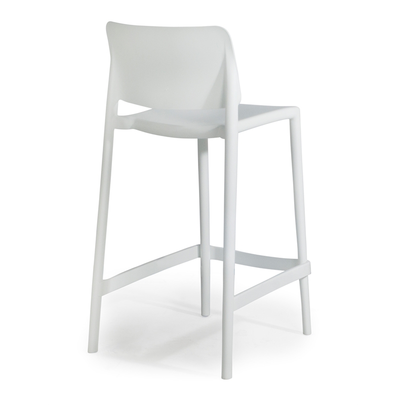 Omax Decor Cleo Plastic Stackable Counter Height Bar Stool in White - (Set of 2)