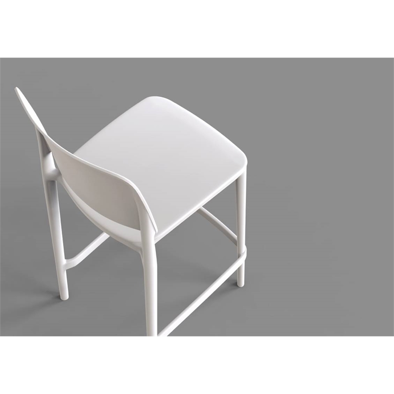Omax Decor Cleo Plastic Stackable Counter Height Bar Stool in White - (Set of 2)