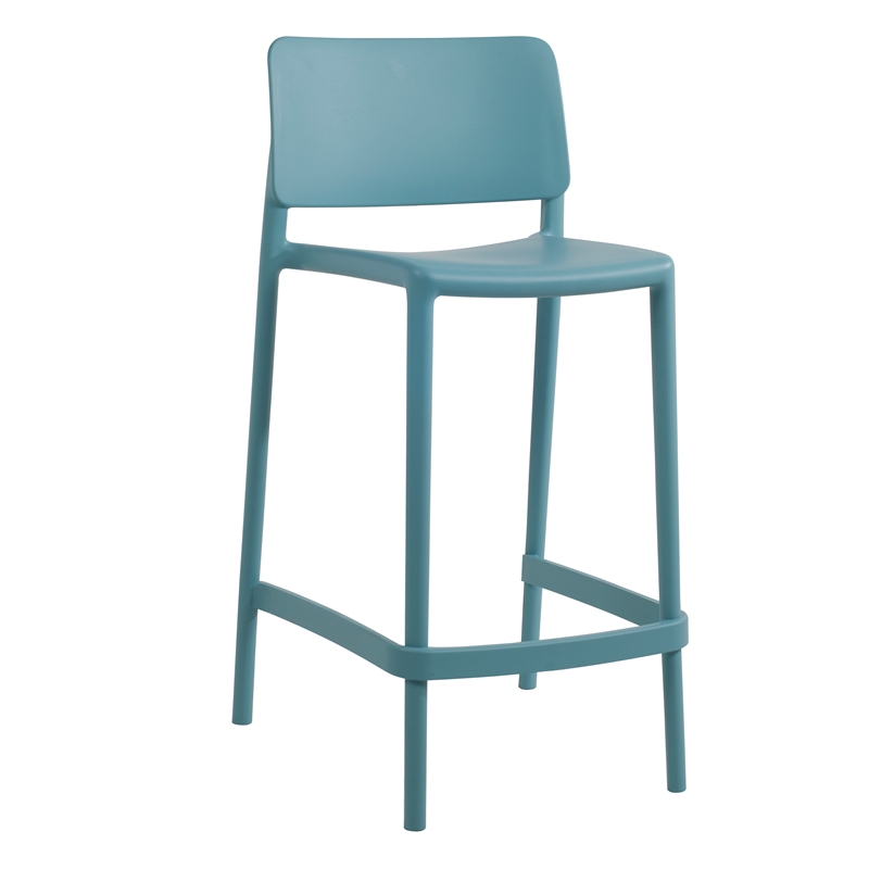 Omax Decor Cleo Plastic Stackable Counter Height Bar Stool in Blue - (Set of 2)