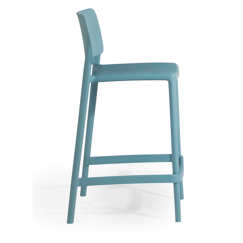 Omax Decor Cleo Plastic Stackable Counter Height Bar Stool in Blue - (Set of 2)