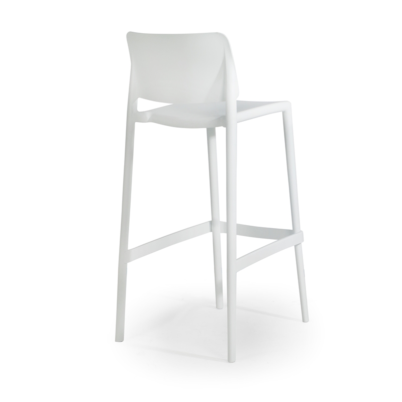 Omax Decor Cleo Patio Plastic Stackable Bar Height Bar Stool in White - Set of 2