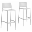 Omax Decor Cleo Patio Plastic Stackable Bar Height Bar Stool in White - Set of 2