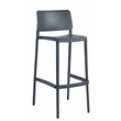 Omax Cleo Plastic Stackable Bar Height Bar Stool in Anthracite Black - Set of 2