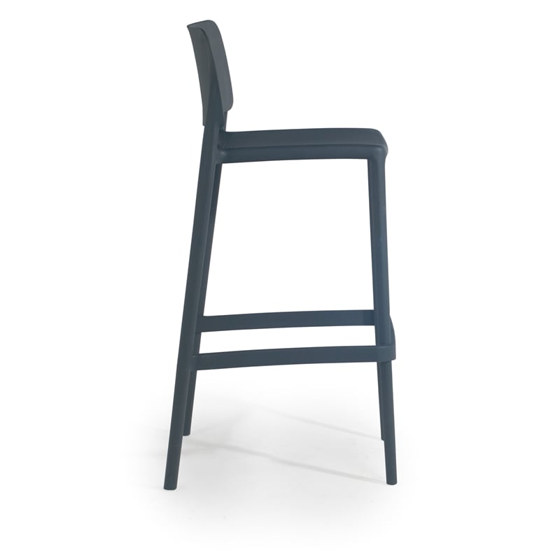 Omax Cleo Plastic Stackable Bar Height Bar Stool in Anthracite Black - Set of 2