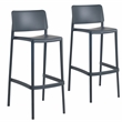 Omax Cleo Plastic Stackable Bar Height Bar Stool in Anthracite Black - Set of 2