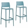 Omax Decor Cleo Patio Plastic Stackable Bar Height Bar Stool in Blue - Set of 2