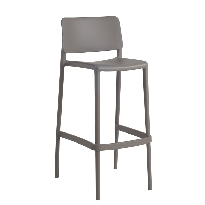 Omax Decor Cleo Patio Plastic Stackable Bar Height Bar Stool in Taupe - Set of 2
