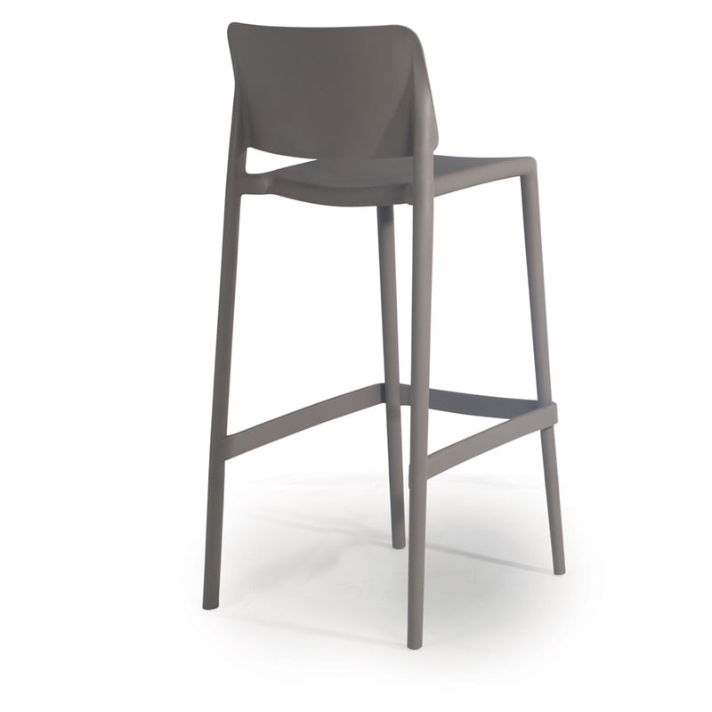 Omax Decor Cleo Patio Plastic Stackable Bar Height Bar Stool in Taupe - Set of 2