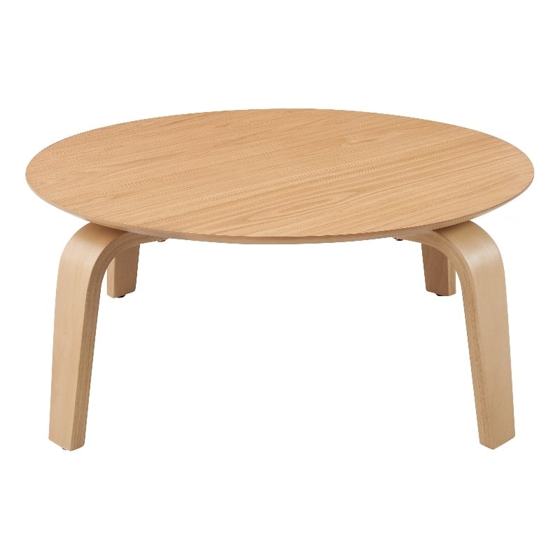Omax Decor Mod Round Shape Mid-Century Wood Coffee Table in Oak